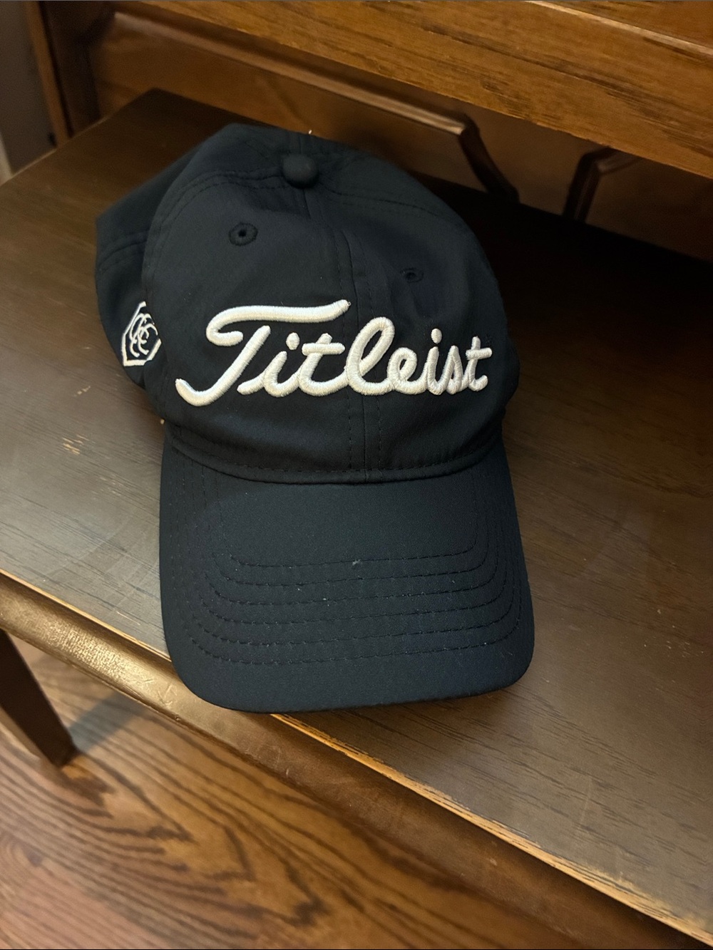 Titleist Performance Golf Hat Cap Black Adjustable Strap White Logo Cress Creek